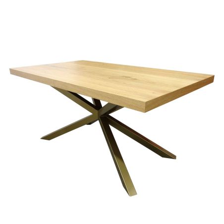 Stół S24 rozkładany dębowy ma złotych nogach metalowych