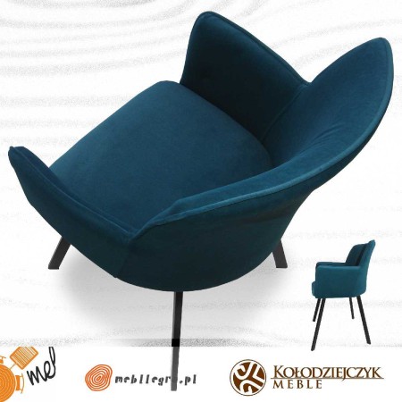 Krzesło K120 fotelowe velvet butelkowa zieleń metalowe nogi