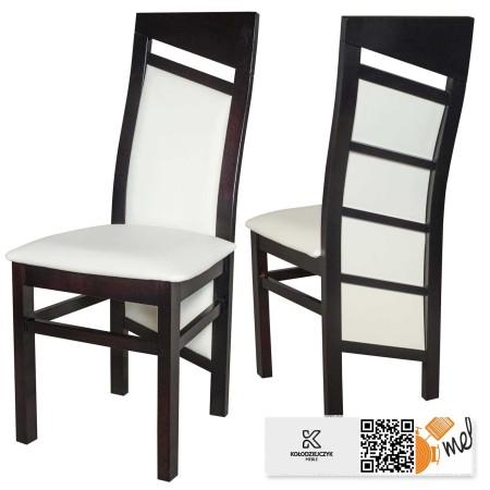 Krzesło tapicerowane K35 wysokie oparcie drewno przód i tył