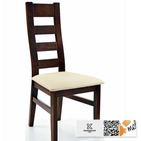 Drewniane krzesło K105 Drabinka z tapicerowanym siedziskiem