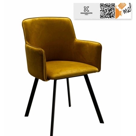 Krzesło fotelowe K120 żółte loftowe metalowe nogi