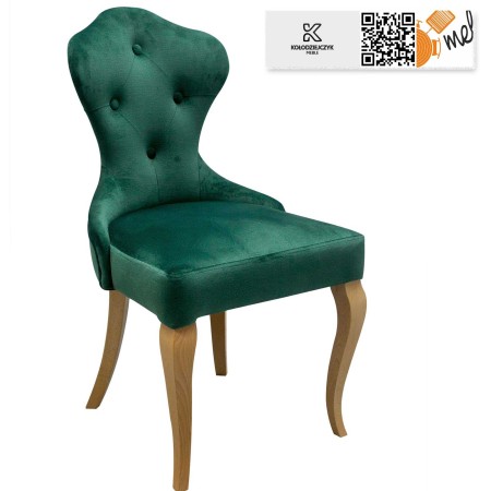 Zielone krzesło tapicerowane K109 welurowe pikowane