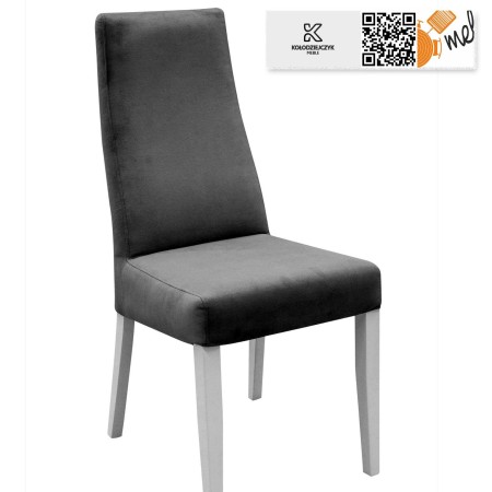 Krzesło tapicerowane szare K110 białe nogi lite drewno