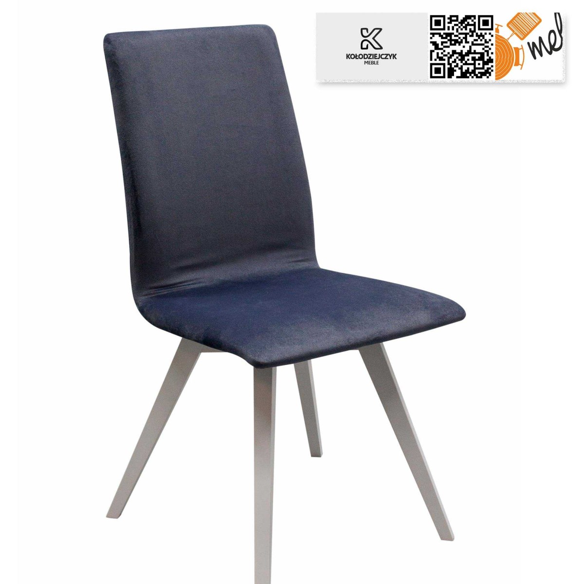 Krzesło drewniane tapicerowane K121 szare na białych nogach