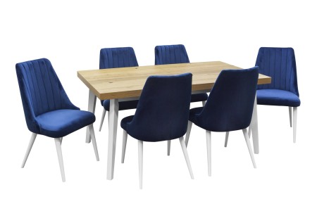 Stół na białych nogach Z48 i drewniane krzesła fotelowe