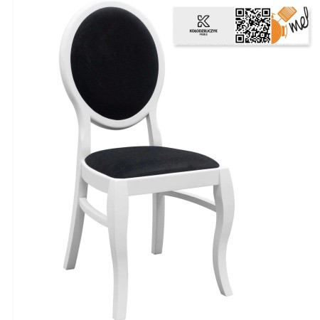 Krzesło K147 Patelnia białe z litego drewna stylowe nogi