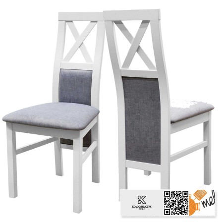 Krzesło białe K148 drewniane wysokie oparcie X