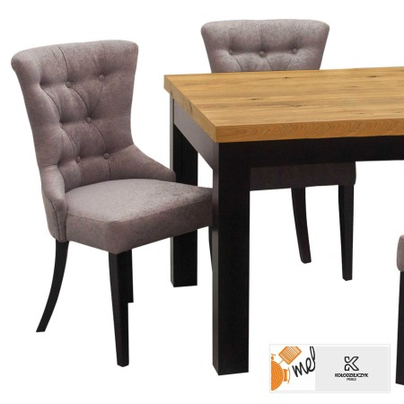 Kwadratowy stół rozkładany i krzesła szare loft