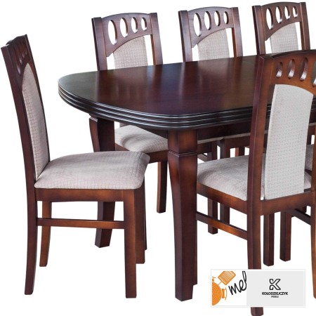 Stylowy stół rozkładany z 8 krzesłami tapicerowanymi