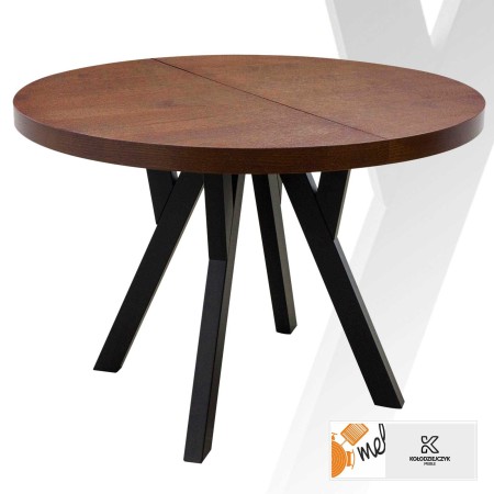 Okrągły stolik S33 drewniany z czarnymi nogami