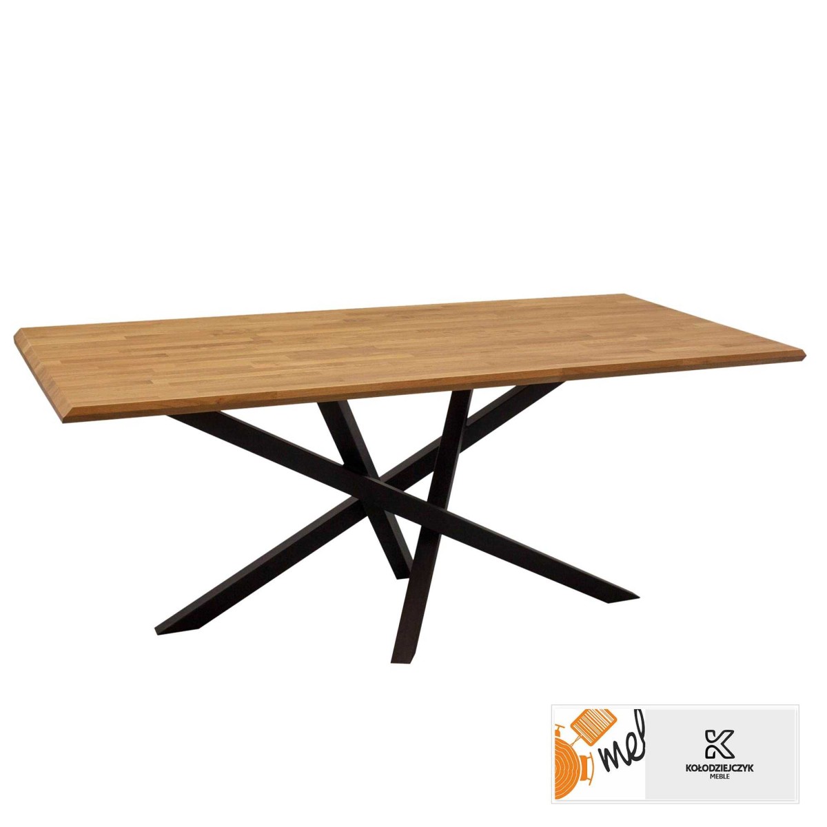Stół z metalowymi nogami S60 blat dębowy nogi czarne