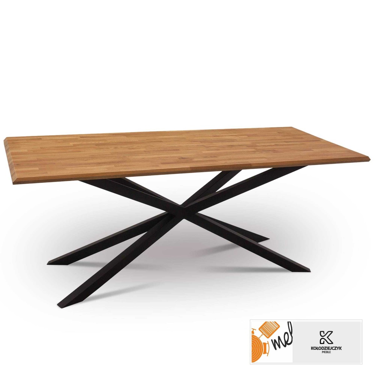 Stół drewniany dębowy S62 na metalowych nogach
