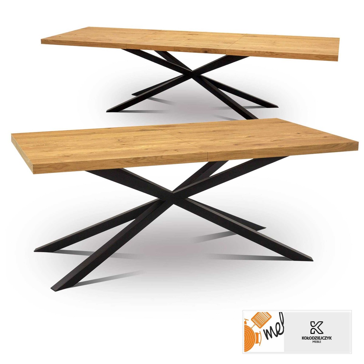 Stół rozkładany S24 Pająk drewniany z metalowymi nogami