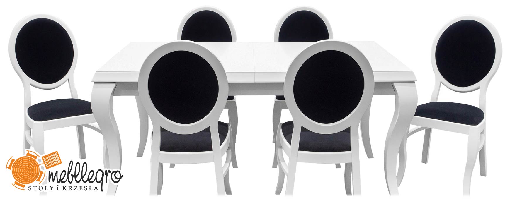 Biały rozkładany stół z krzesłami Z29 rozkładany w stylu glamour