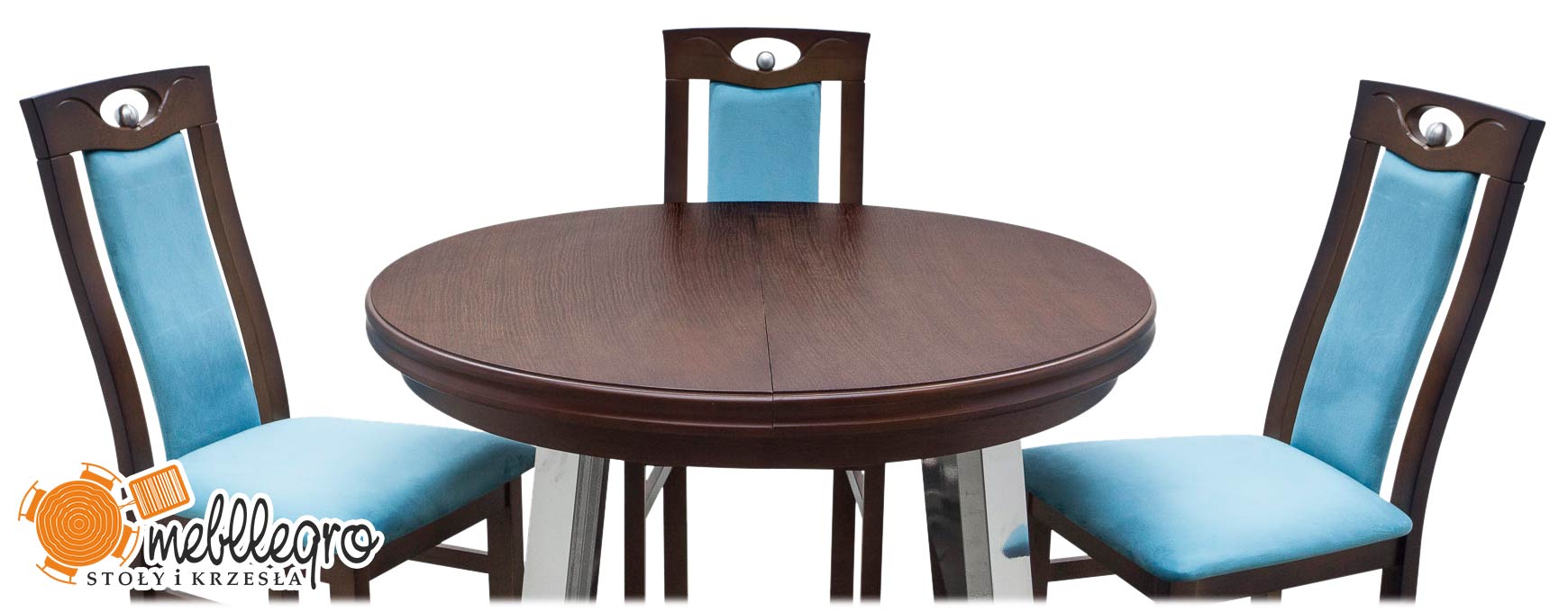 Stół okrągły rozkładany metalowe nogi Z31 krzesła tapicerowane