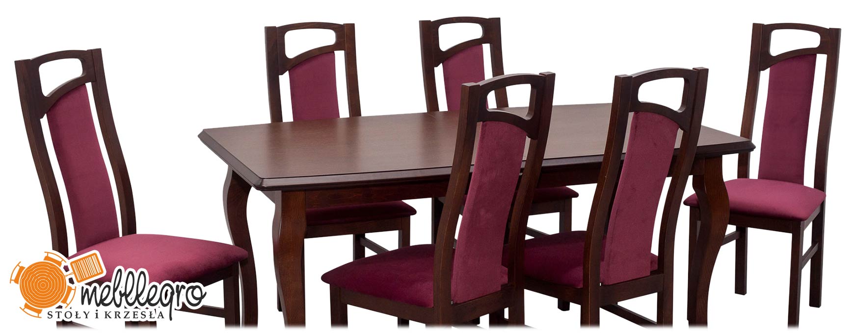 Prostokątny stół rozkładany Z42 z drewnianymi krzesłami