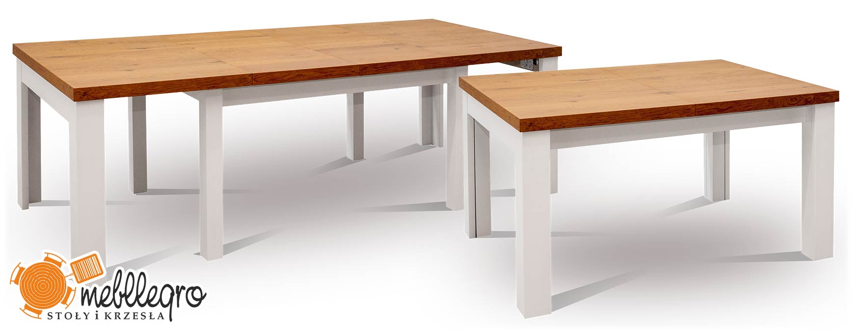 Stół drewniany rozkładany z białymi nogami