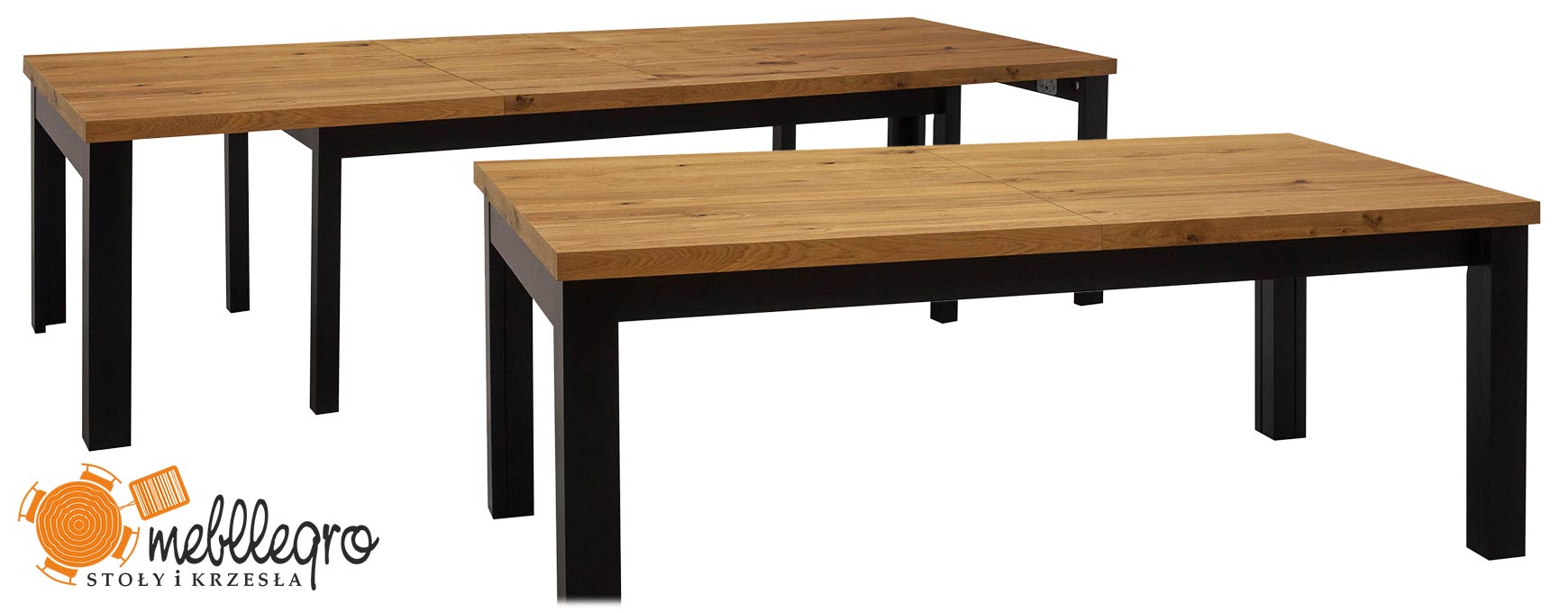 Duży stół rozkładany 8 nóg S38 Elka drewniano-czarny