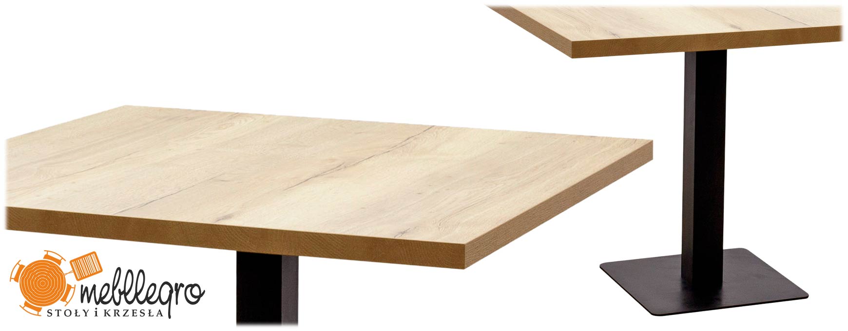 Kwadratowy stolik na jednonodze metalowej