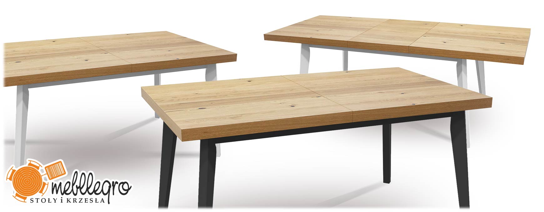 Stół drewniany rozkładany S67 skandynawski z białymi lub czarnymi nogami